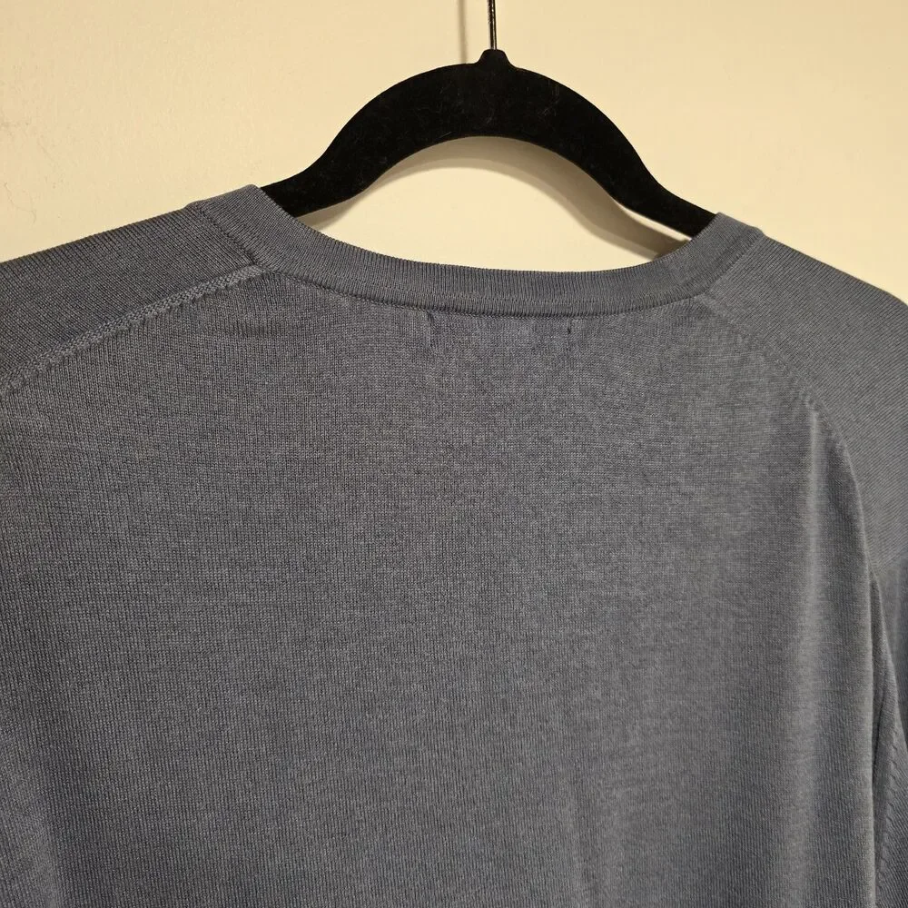BANANA REPUBLIC Luxury Blend Silk Cashmere V-Neck Sweater Sz XL Mens Blue Light